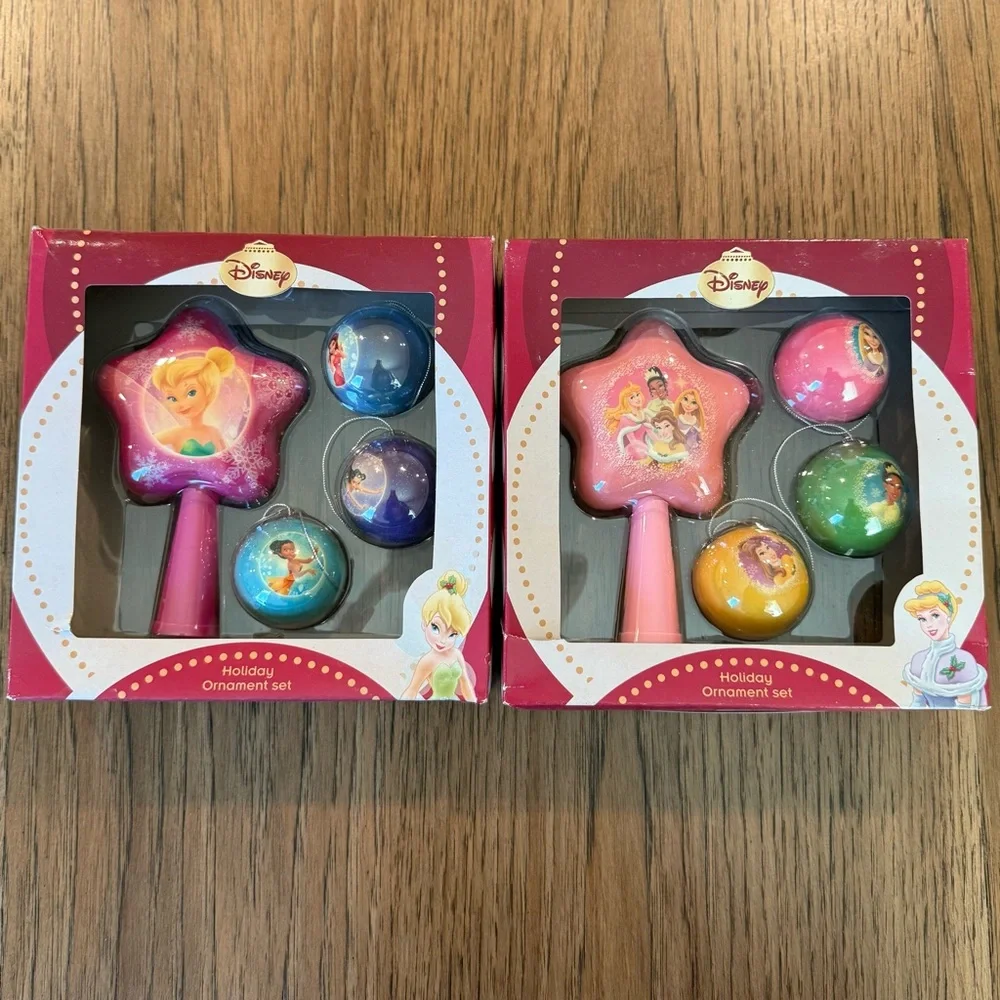 Disney Holiday Ornament Sets- Tinker Bell & Disney Princesses NEW
